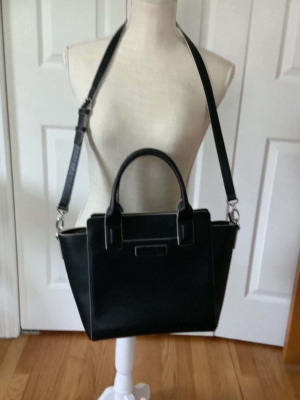 Vera Bradley Black Structured Satchel with Detachable Strap